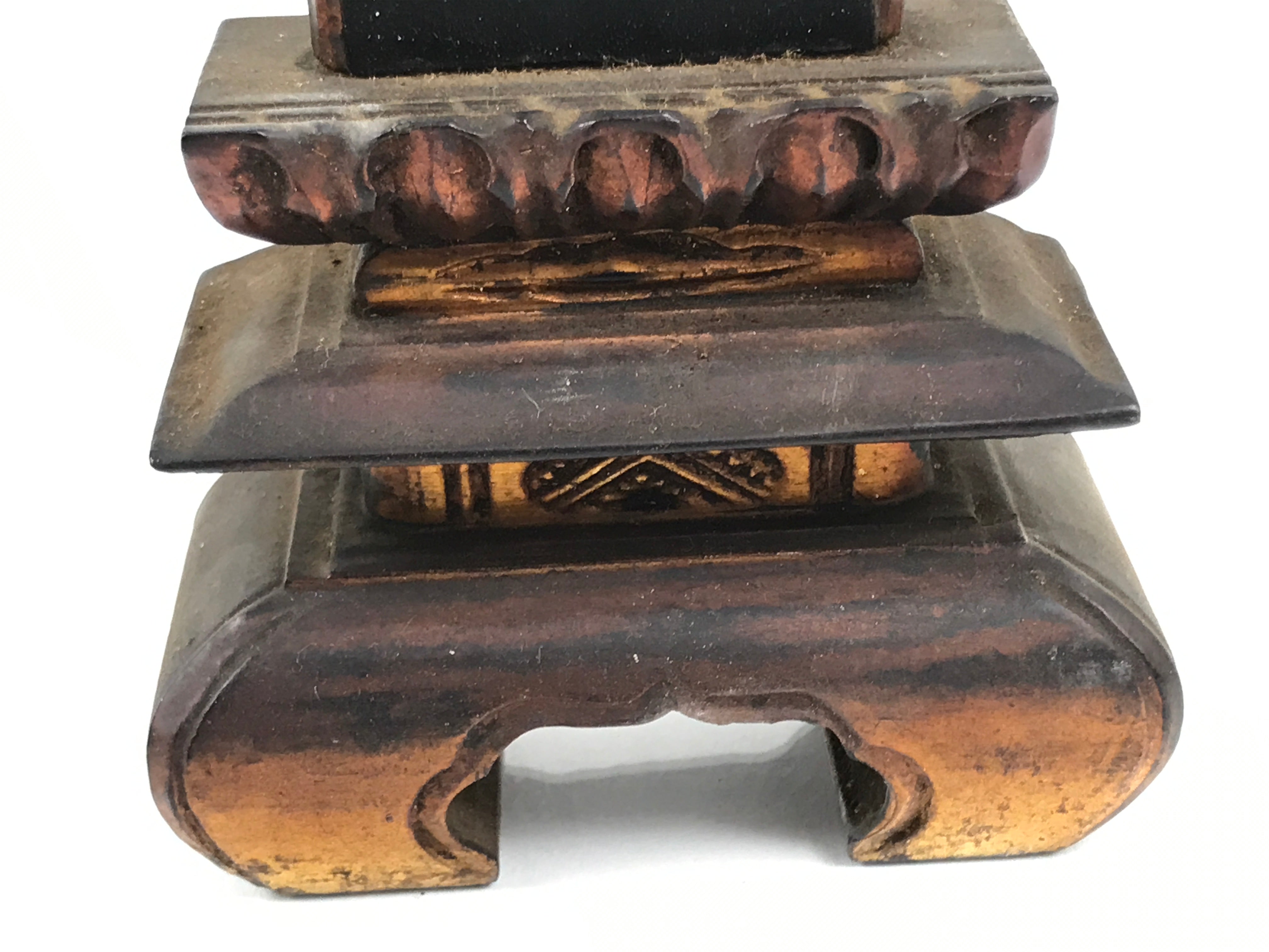 Japanese Buddhist Altar Spiritual Tablet C1940 Lacquer Wood Ihai Black BA833