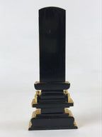 Japanese Buddhist Altar Spiritual Tablet Vtg Black Gold Lacquer Wood Ihai BA179
