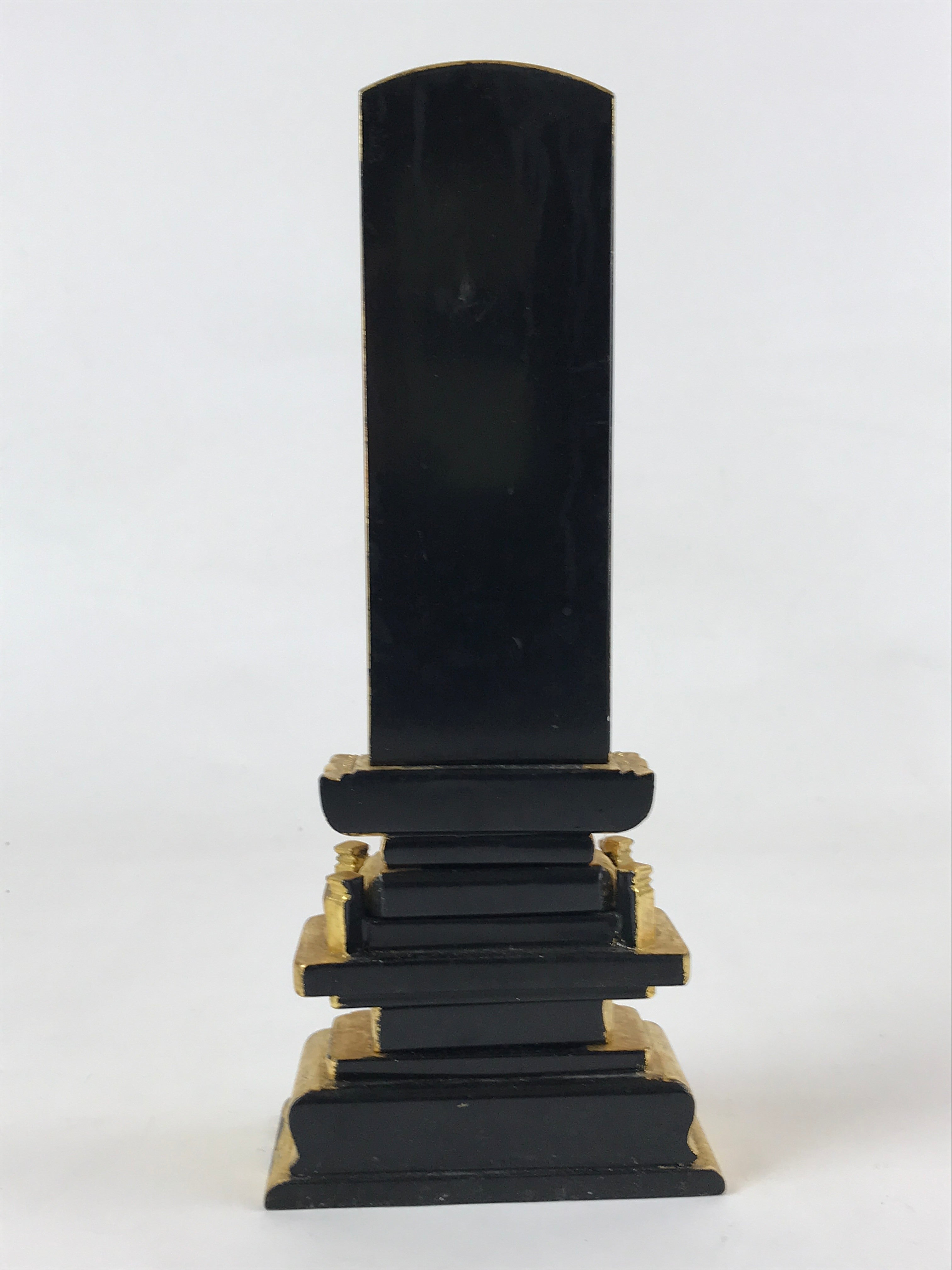 Japanese Buddhist Altar Spiritual Tablet Vtg Black Gold Lacquer Wood Ihai BA179