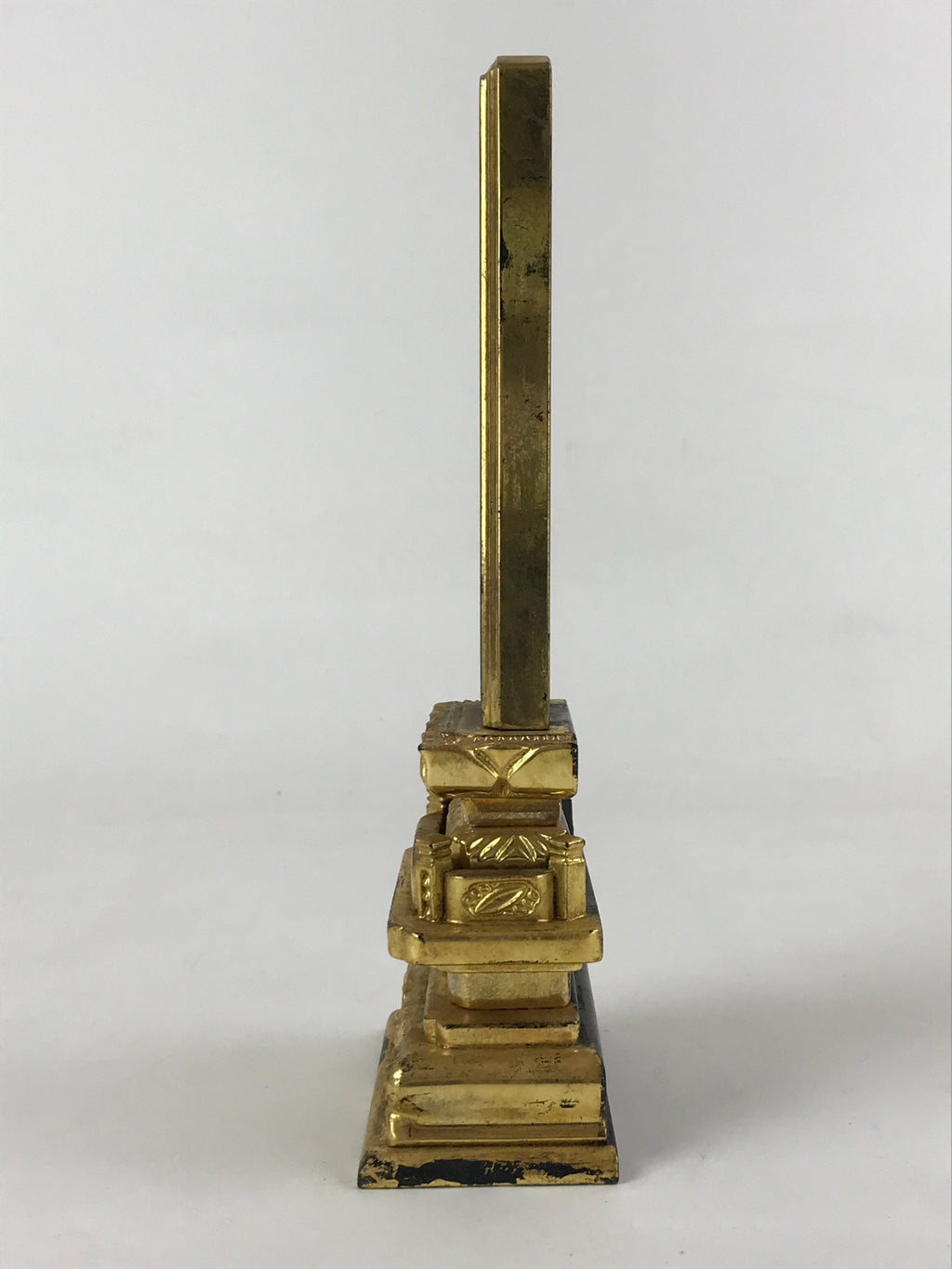 Japanese Buddhist Altar Spiritual Tablet Vtg Black Gold Lacquer Wood Ihai BA179