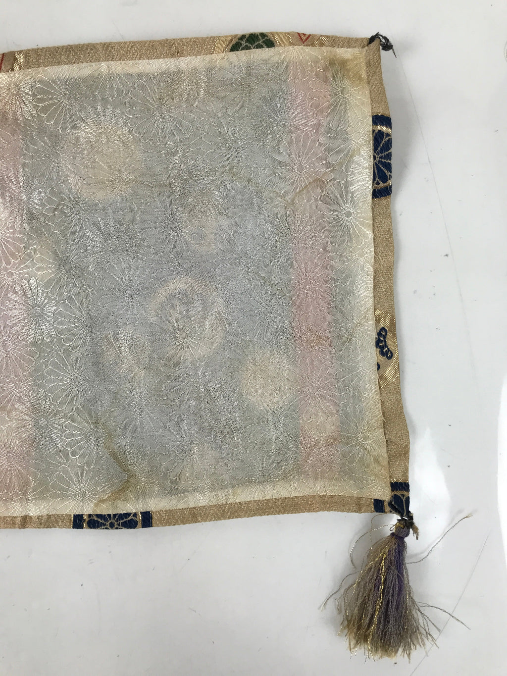Japanese Buddhist Altar Table Silk Cloth Uchishiki Rectangle Kyozukue Mon BA566