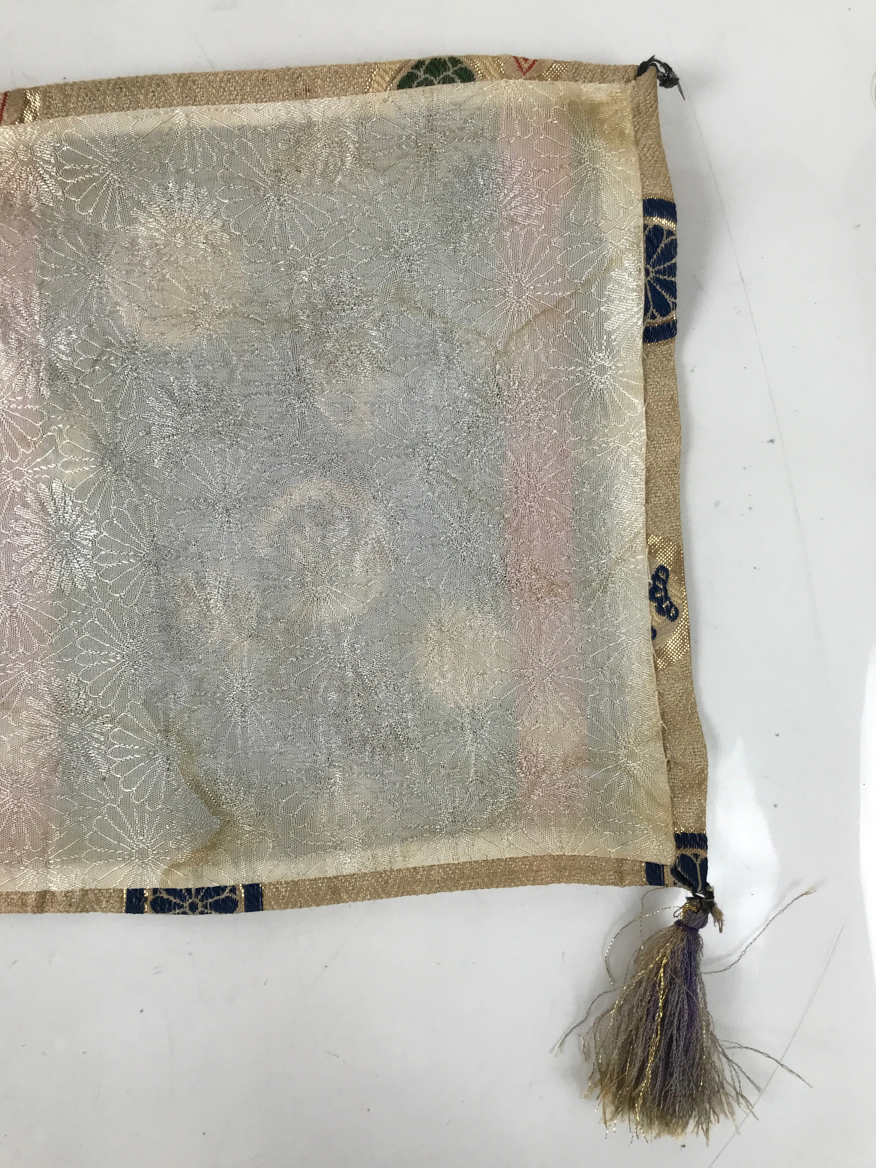 Japanese Buddhist Altar Table Silk Cloth Uchishiki Rectangle Kyozukue Mon BA566