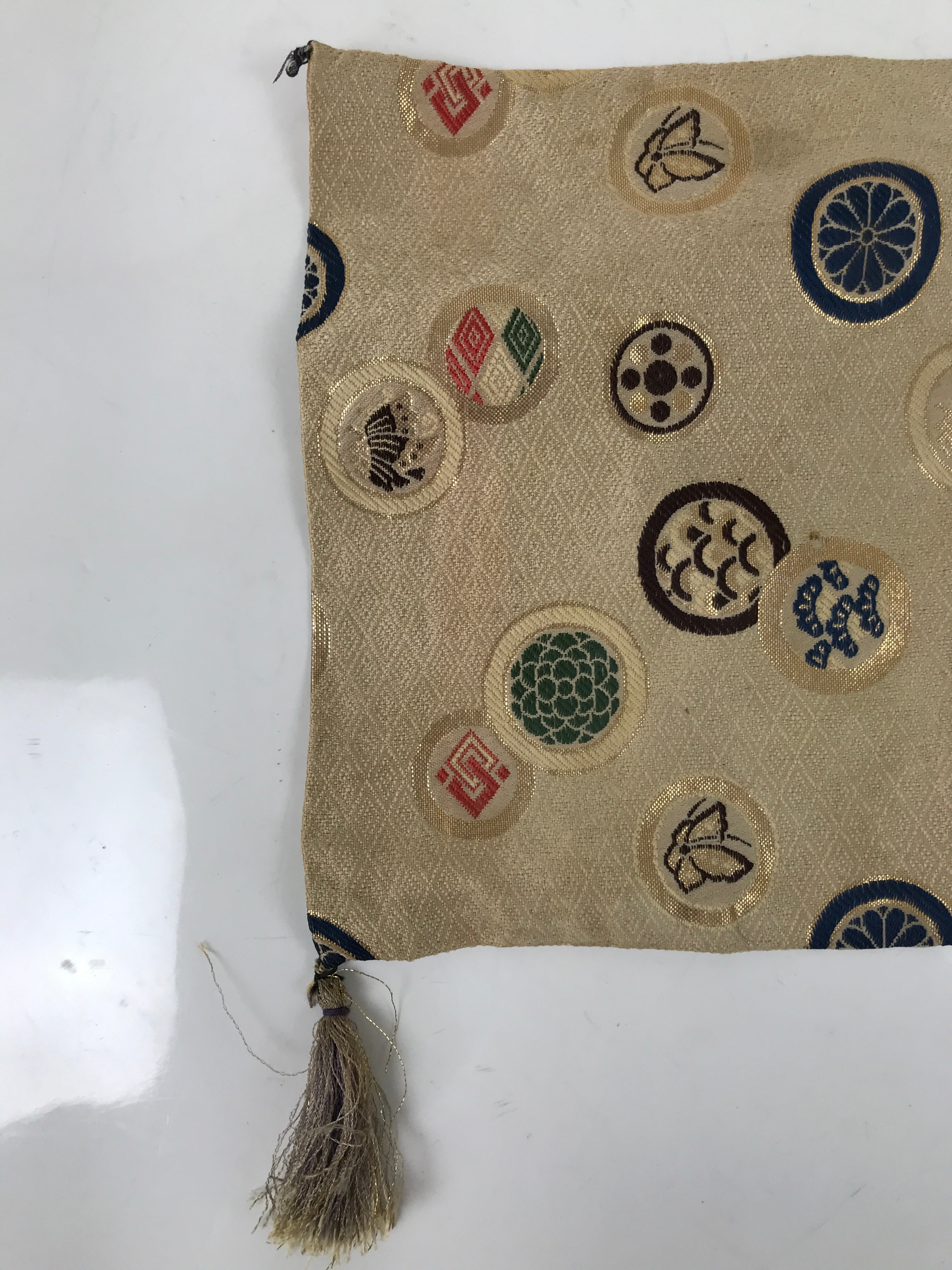 Japanese Buddhist Altar Table Silk Cloth Uchishiki Rectangle Kyozukue Mon BA566