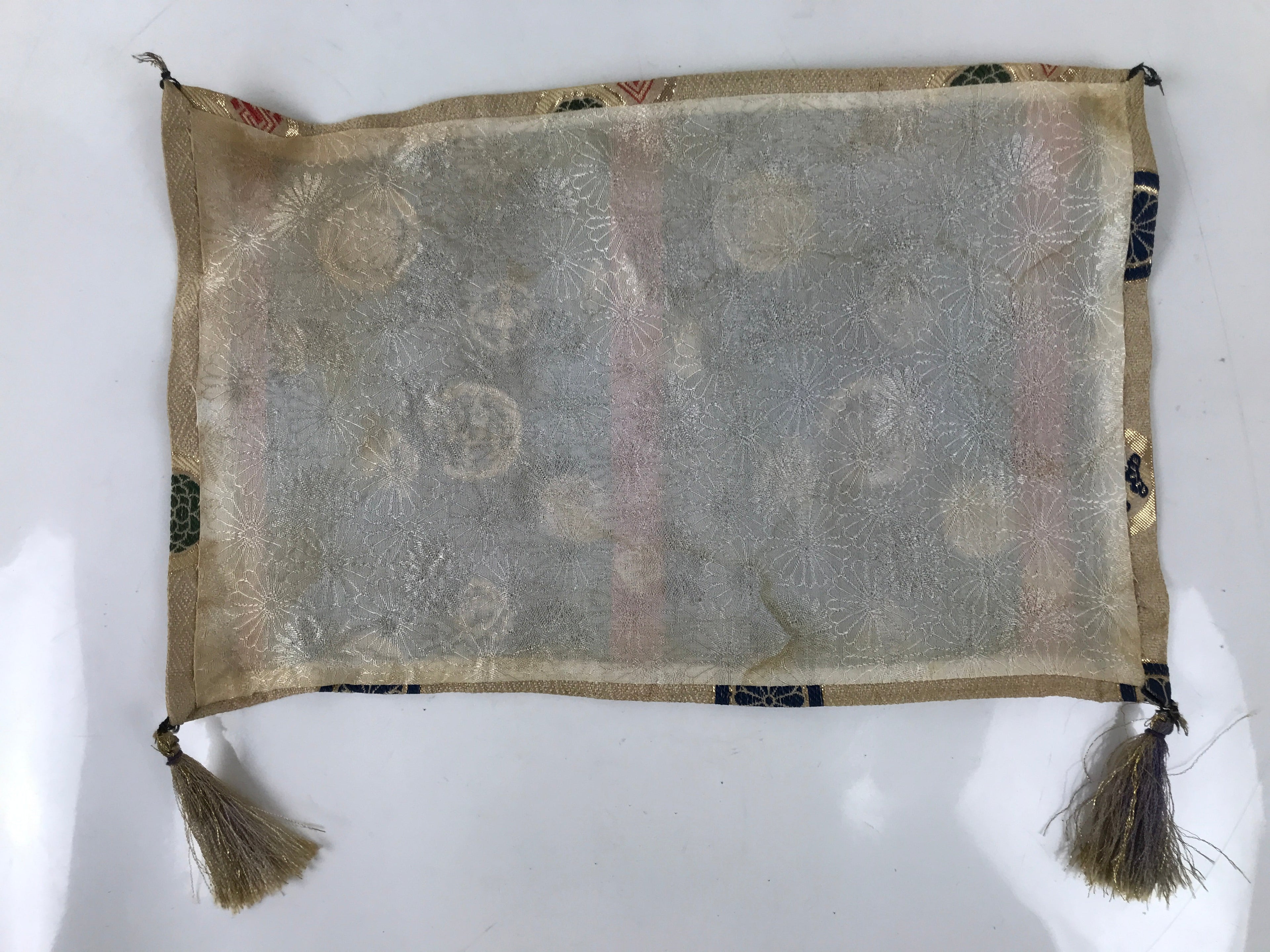 Japanese Buddhist Altar Table Silk Cloth Uchishiki Rectangle Kyozukue Mon BA566