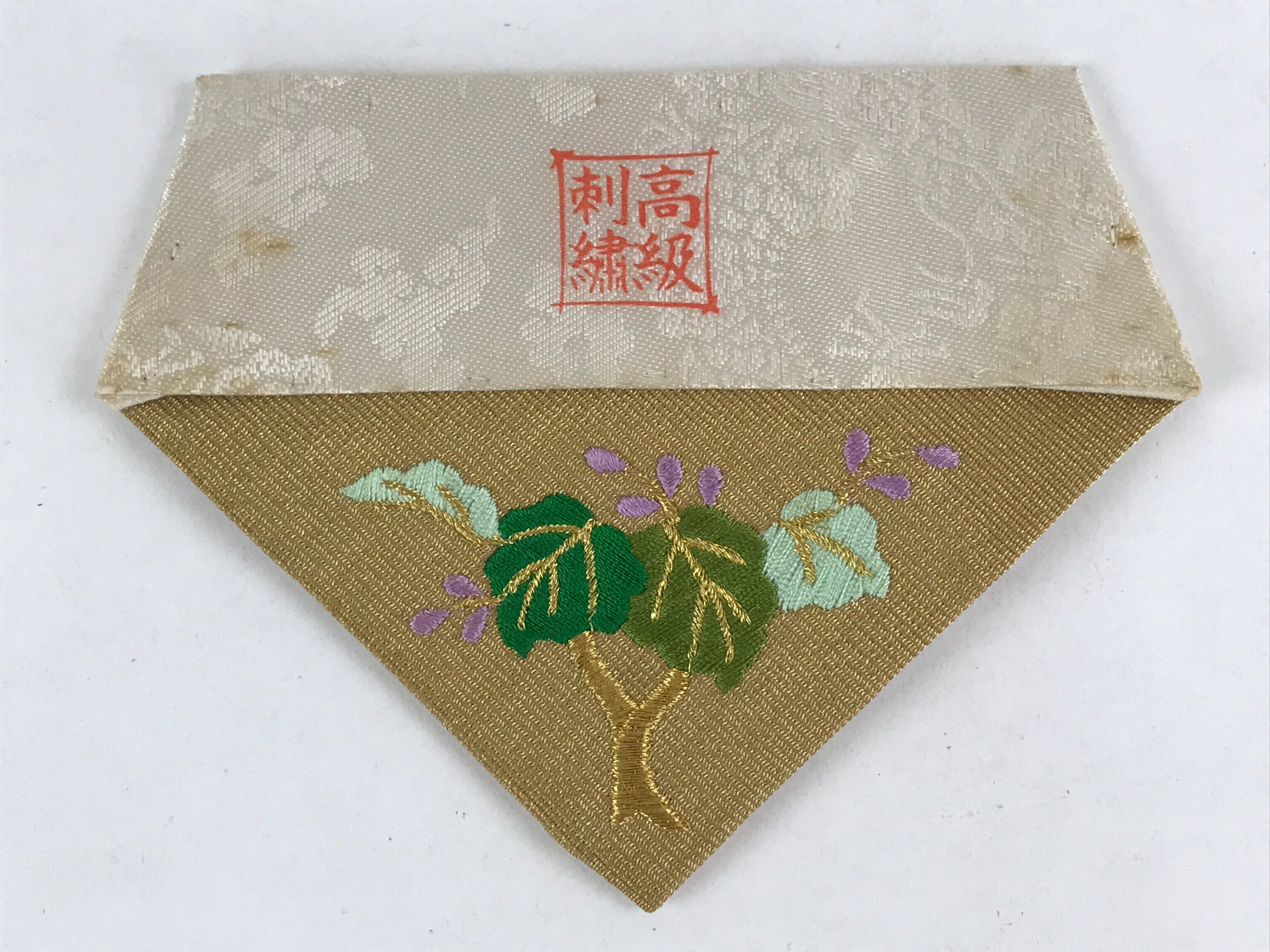 Japanese Buddhist Altar Tablecloth Silk Uchishiki Triangle Maejoku Gold BA47