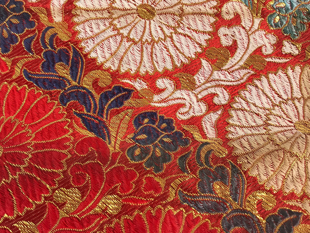Japanese Buddhist Altar Tablecloth Uchishiki Vtg Triangle Uwajoku Maejyoku Red B