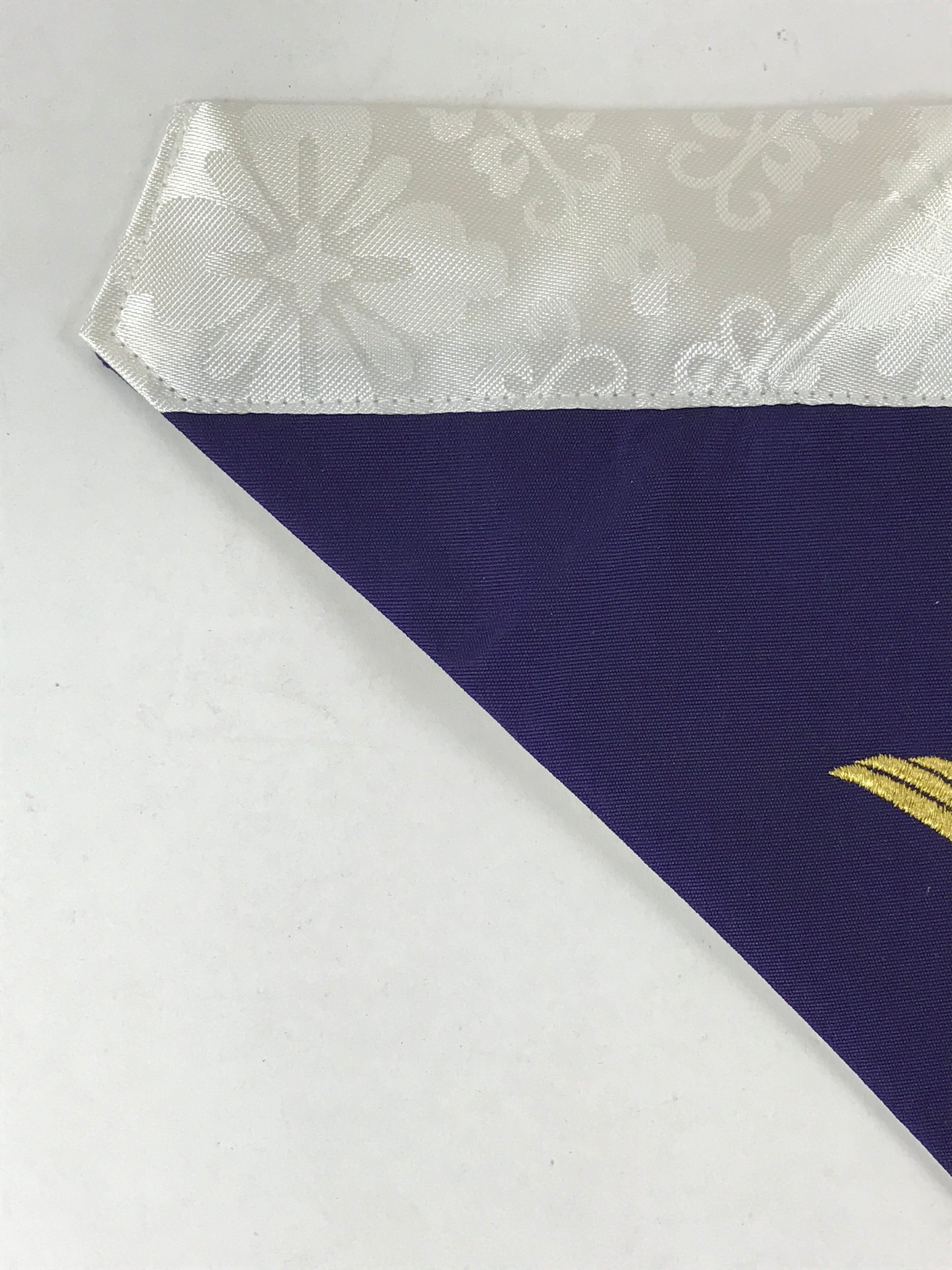 Japanese Buddhist Altar Tablecloth Vtg Silk Uchishiki Triangle Purple BA84