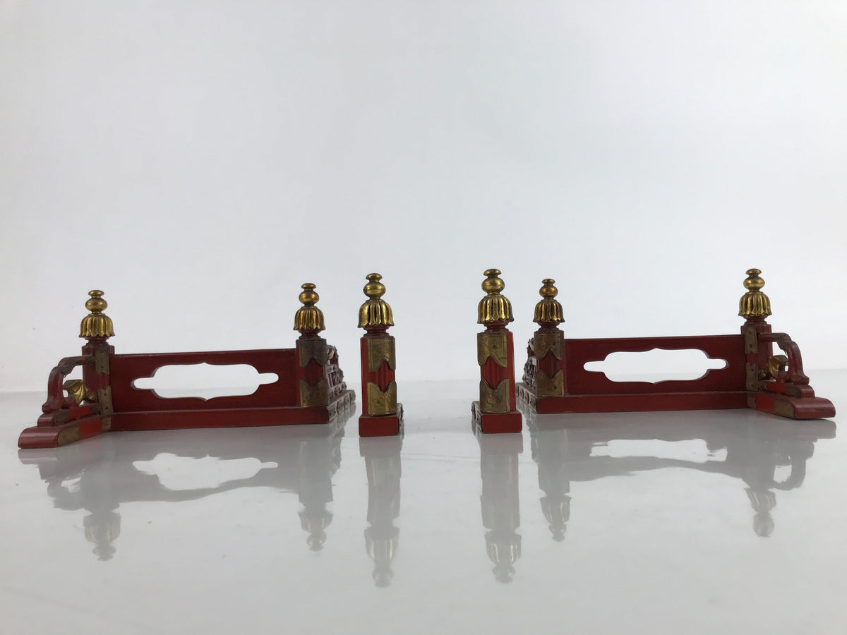 Japanese Buddhist Altar Wood Kouran Railing Decorative Part 4pc Brass ...