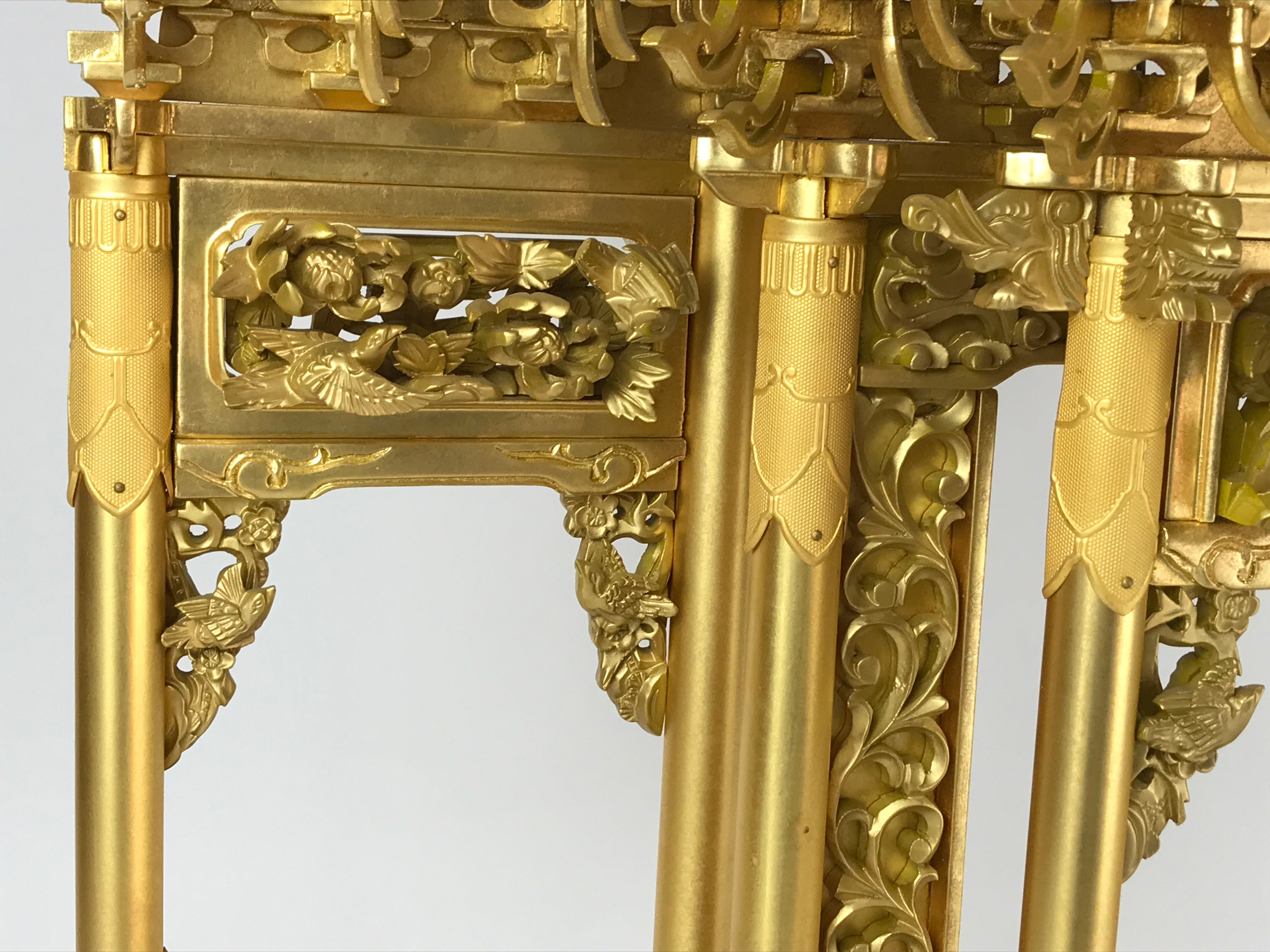 Japanese Buddhist Altar Wood Lacquer Inner Temple Gilt Brass Black Gold BA241