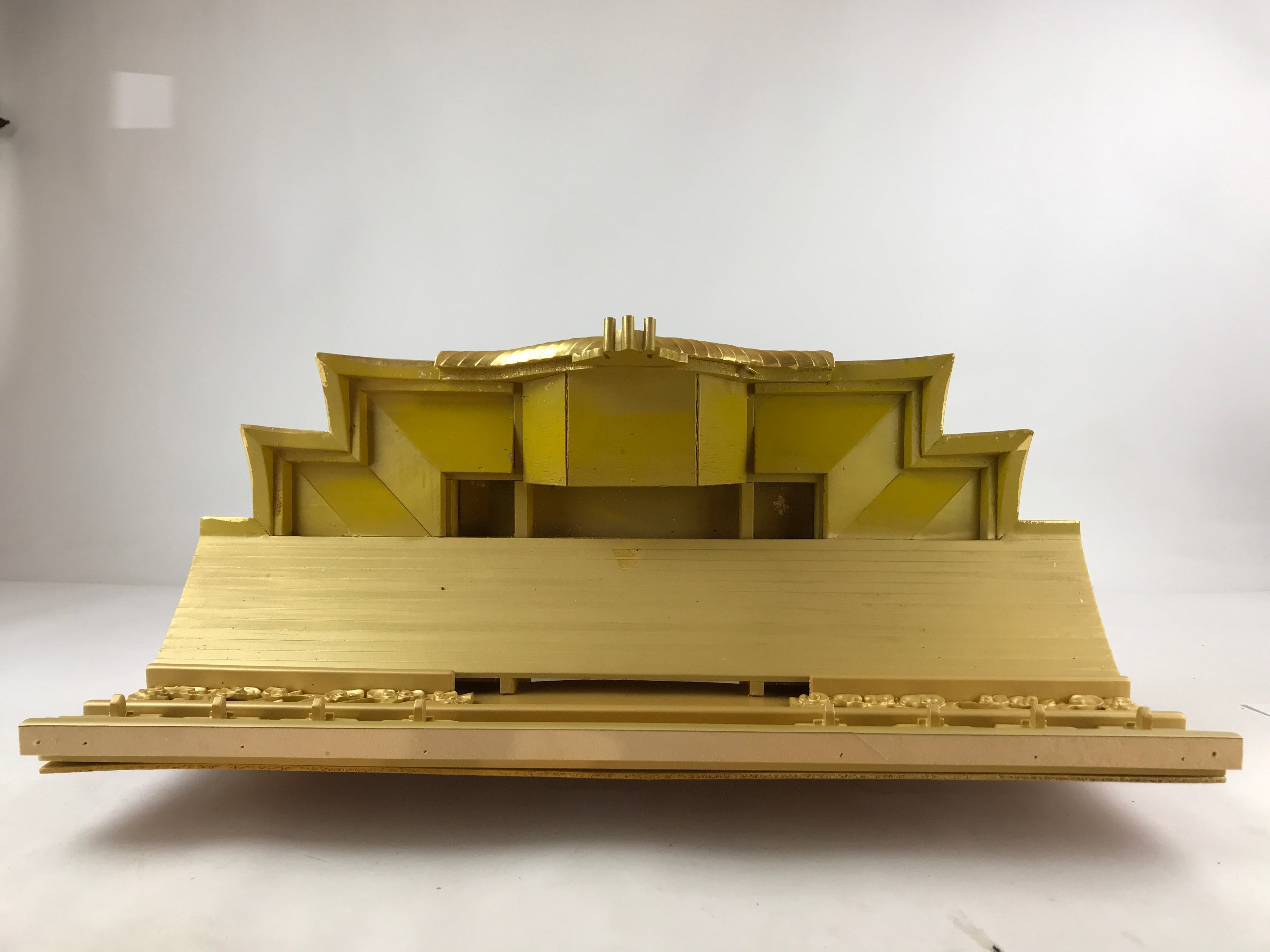 Japanese Buddhist Altar Wood Lacquer Inner Temple Gilt Brass Black Gold BA241