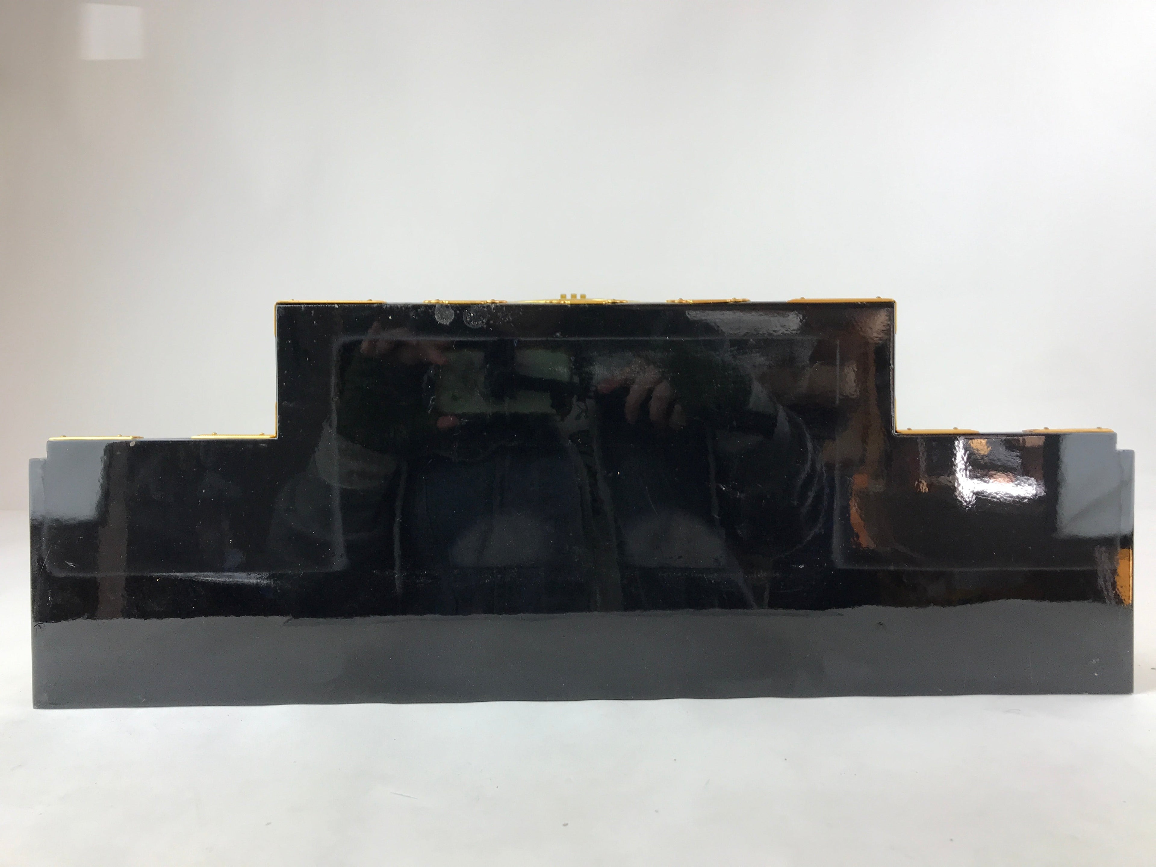 Japanese Buddhist Altar Wood Lacquer Inner Temple Gilt Brass Black Gold BA241