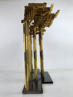 Japanese Buddhist Altar Wood Lacquer Inner Temple Gilt Brass Black Gold BA414