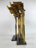 Japanese Buddhist Altar Wood Lacquer Inner Temple Gilt Brass Black Gold BA414