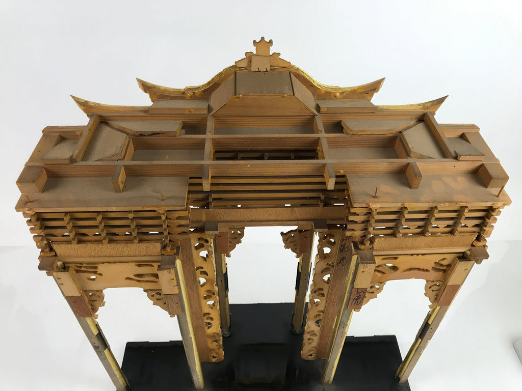 Japanese Buddhist Altar Wood Lacquer Inner Temple Gilt Brass Black Gold BA414