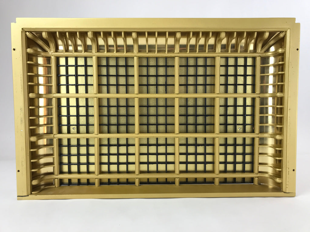 Japanese Buddhist Altar Wood Lacquer Inside Ceiling Vtg Black Lattice Gold BA240