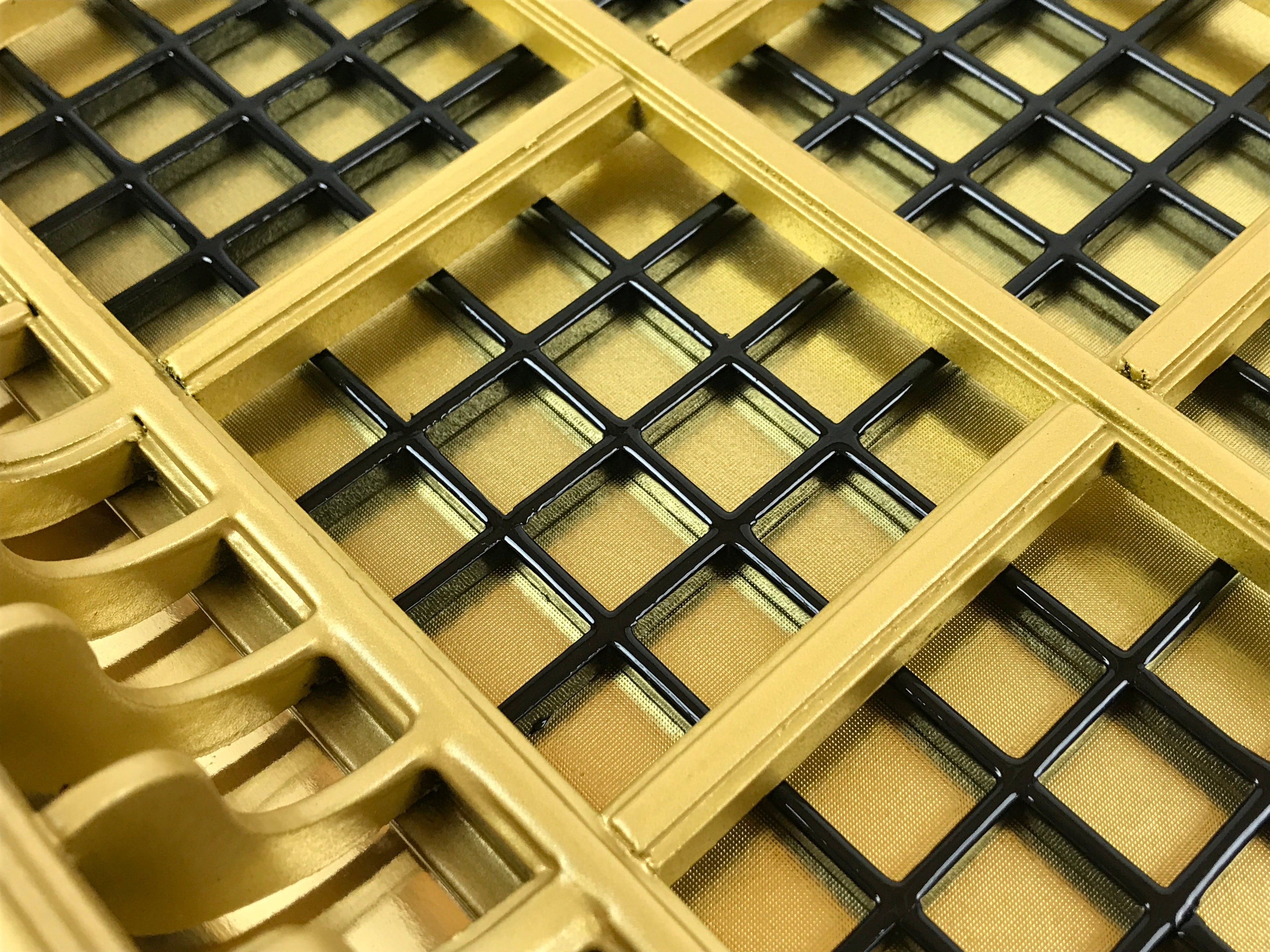 Japanese Buddhist Altar Wood Lacquer Inside Ceiling Vtg Black Lattice Gold BA240