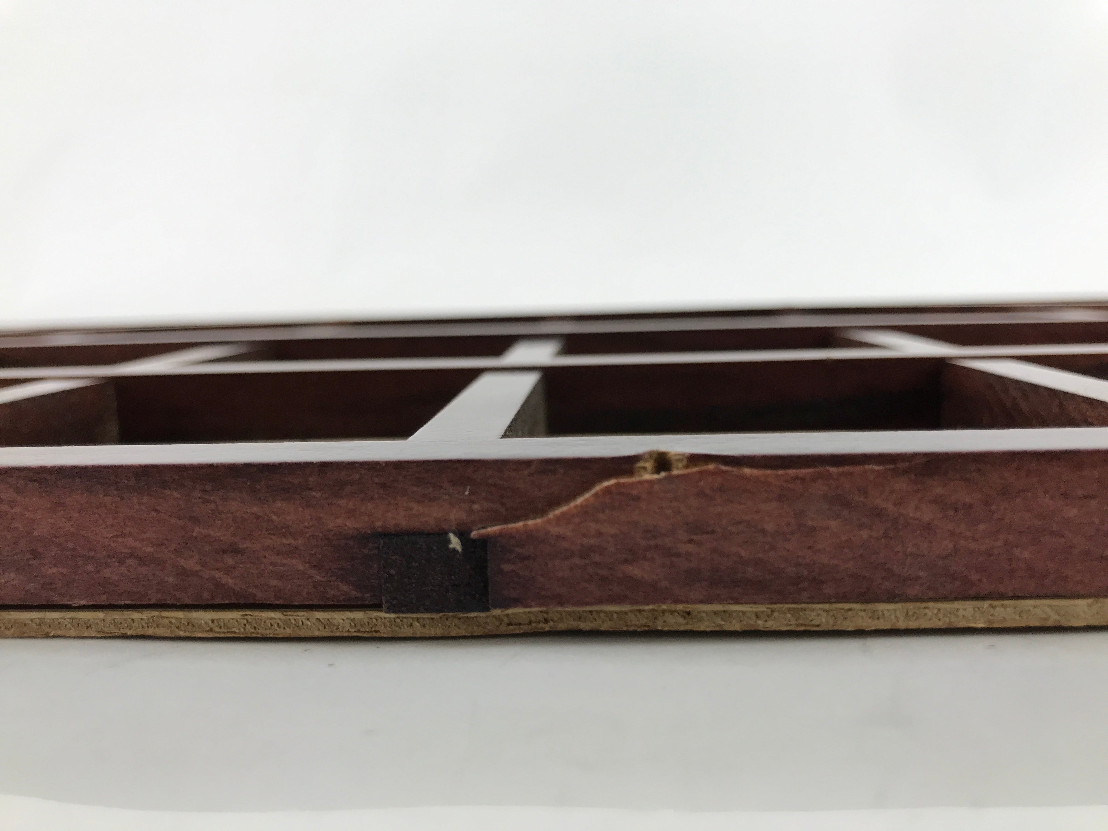 Japanese Buddhist Altar Wood Lacquer Inside Ceiling Vtg Brown Lattice Gold BA459