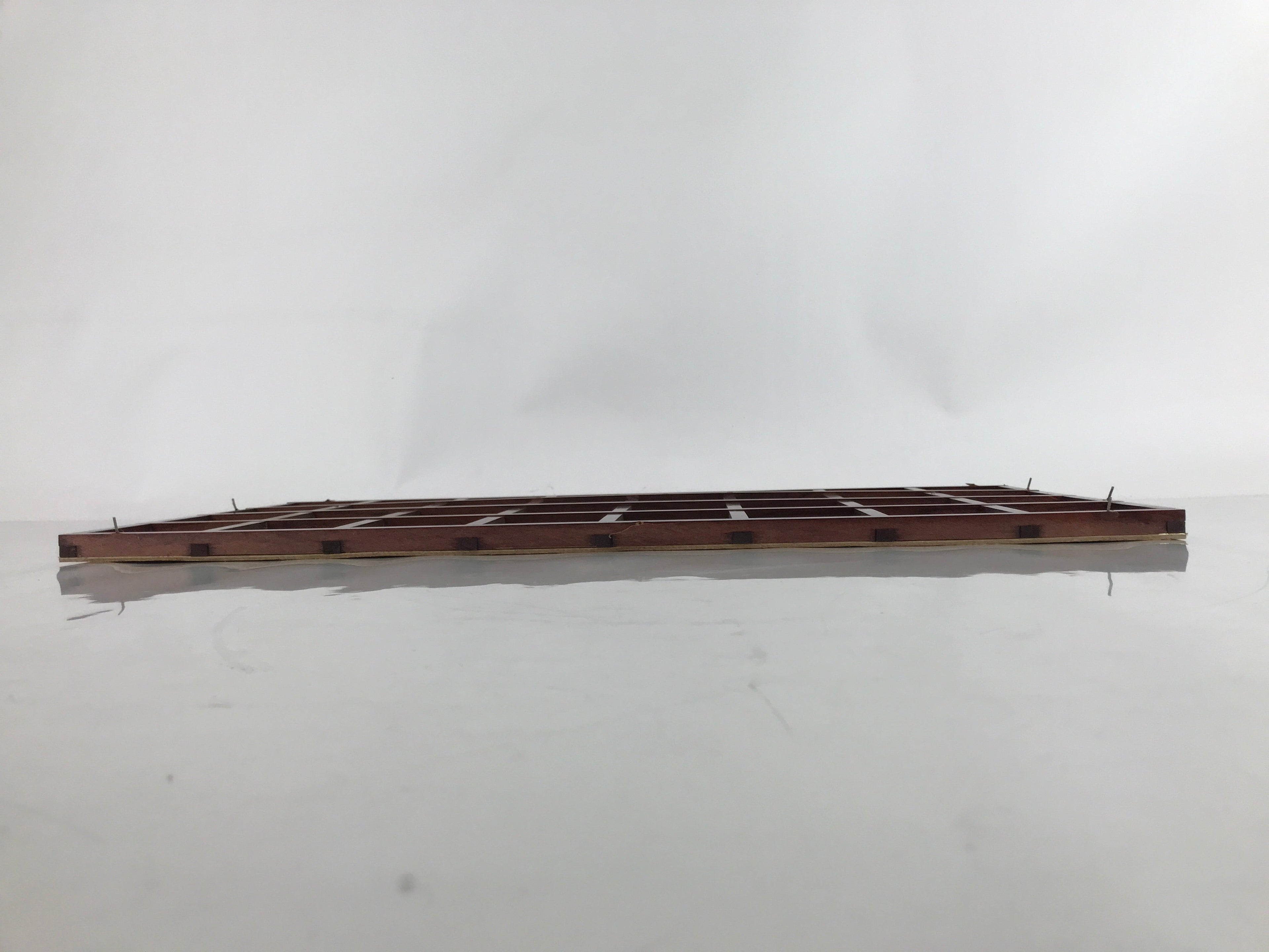 Japanese Buddhist Altar Wood Lacquer Inside Ceiling Vtg Brown Lattice Gold BA459