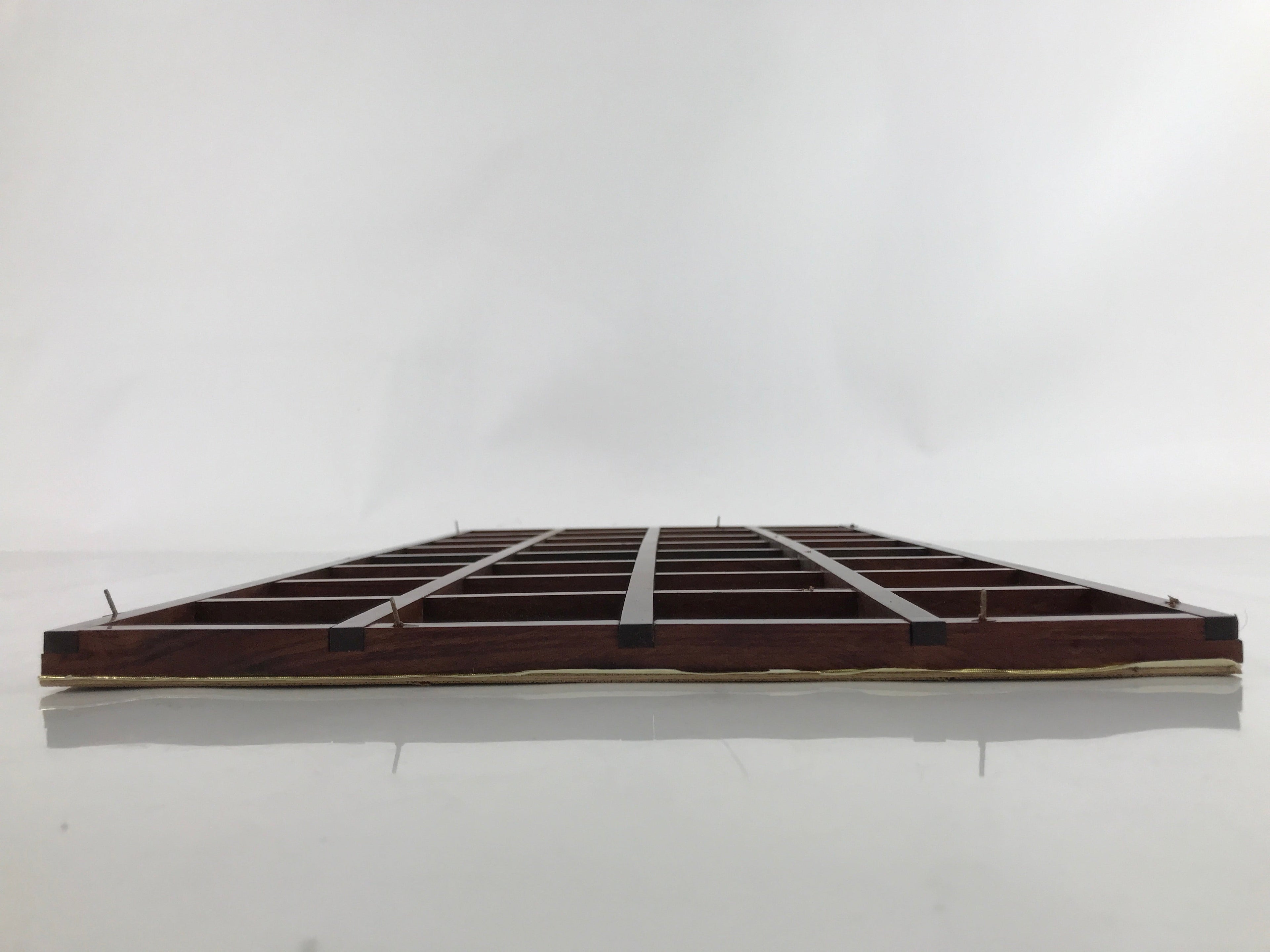 Japanese Buddhist Altar Wood Lacquer Inside Ceiling Vtg Brown Lattice Gold BA459