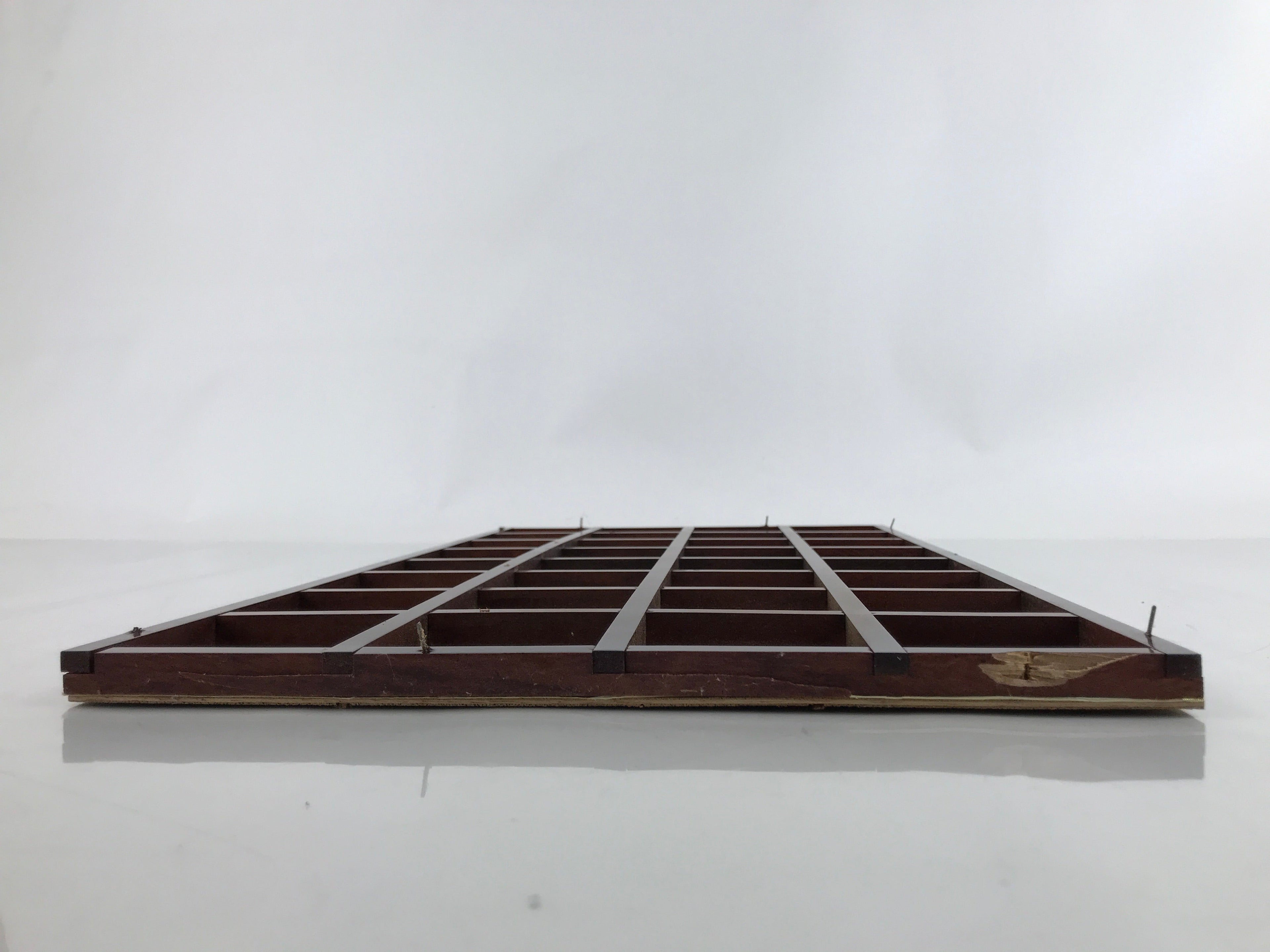 Japanese Buddhist Altar Wood Lacquer Inside Ceiling Vtg Brown Lattice Gold BA459