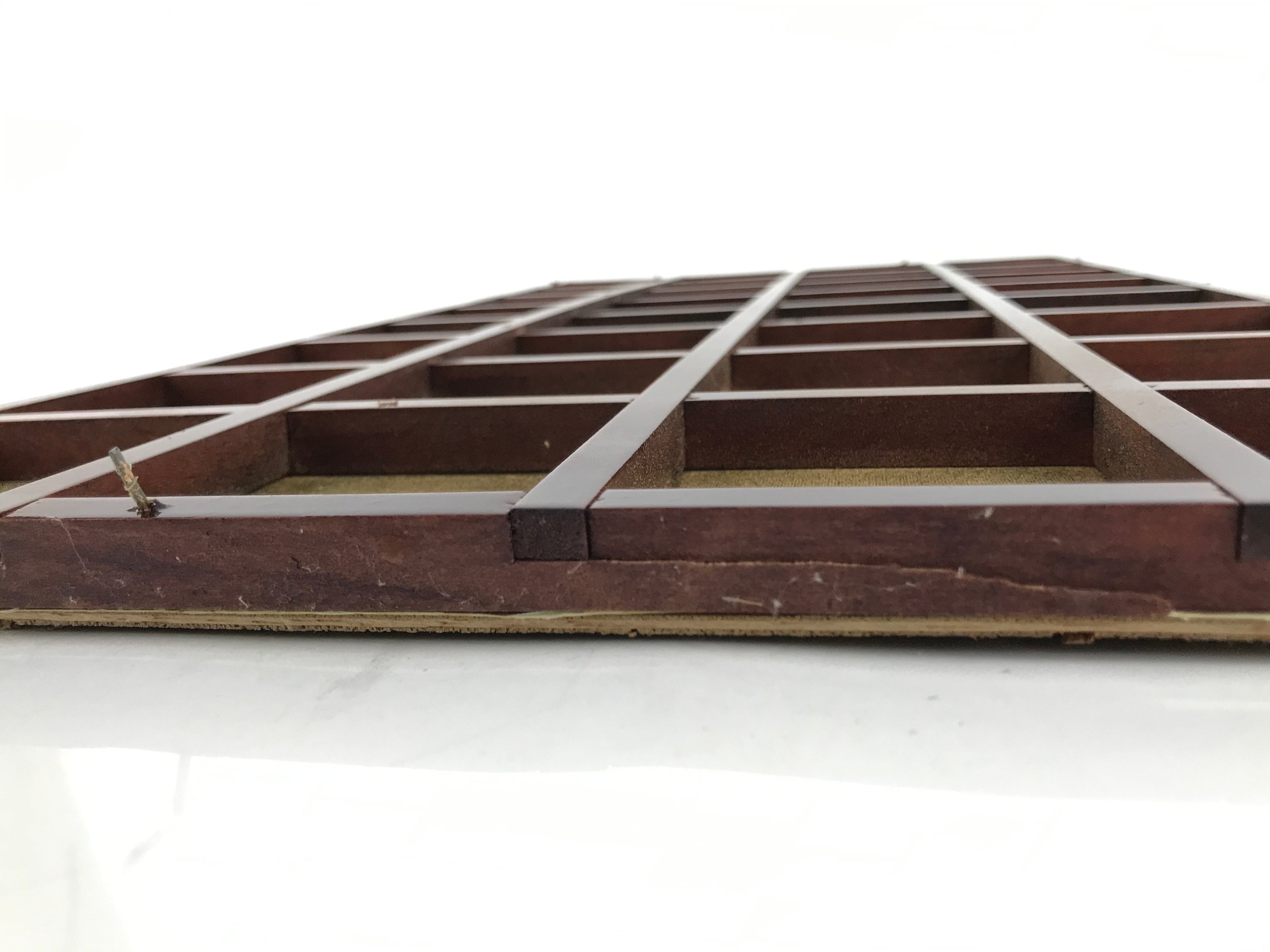 Japanese Buddhist Altar Wood Lacquer Inside Ceiling Vtg Brown Lattice Gold BA459