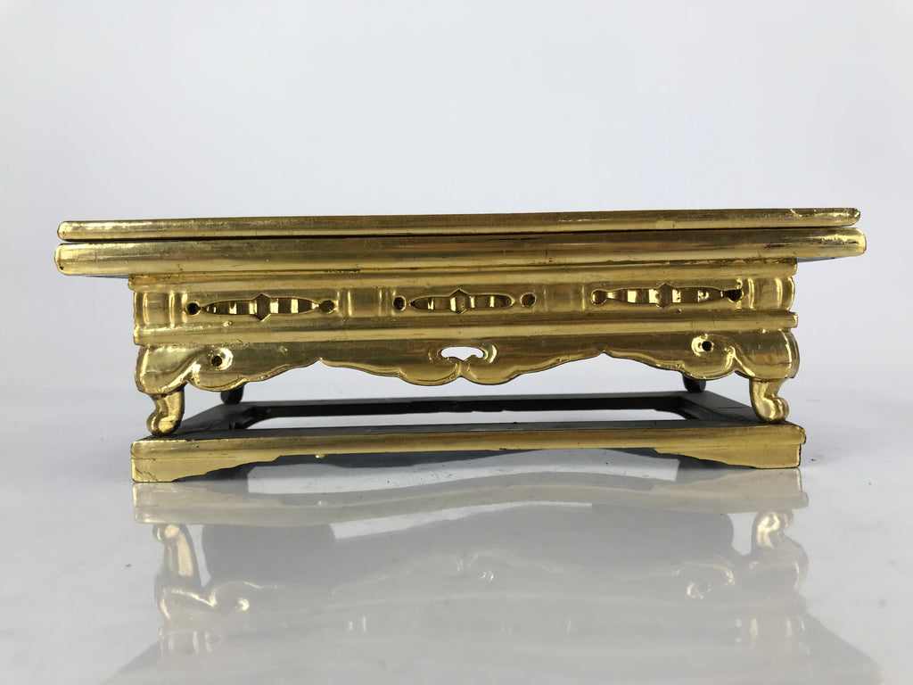 Japanese Buddhist Altar Wood Lacquer Offering Table Vtg Maejoku Black Gold BA298
