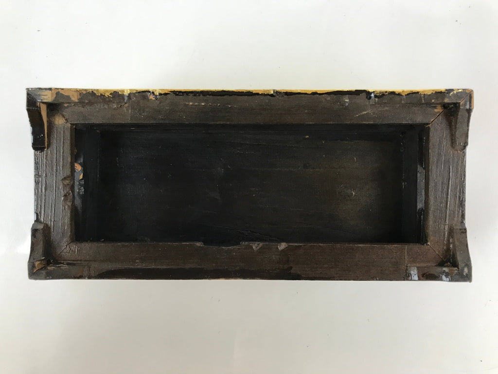 Japanese Buddhist Altar Wood Lacquer Offering Table Vtg Maejoku Black Gold BA298