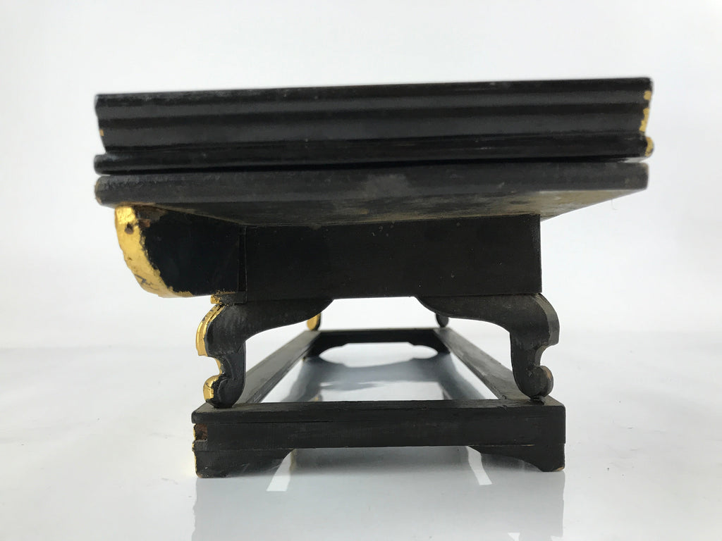 Japanese Buddhist Altar Wood Lacquer Offering Table Vtg Maejoku Black Gold BA300