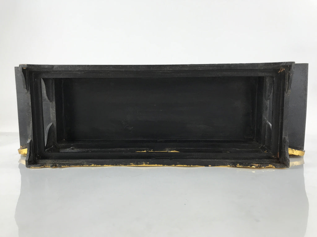 Japanese Buddhist Altar Wood Lacquer Offering Table Vtg Maejoku Black Gold BA300