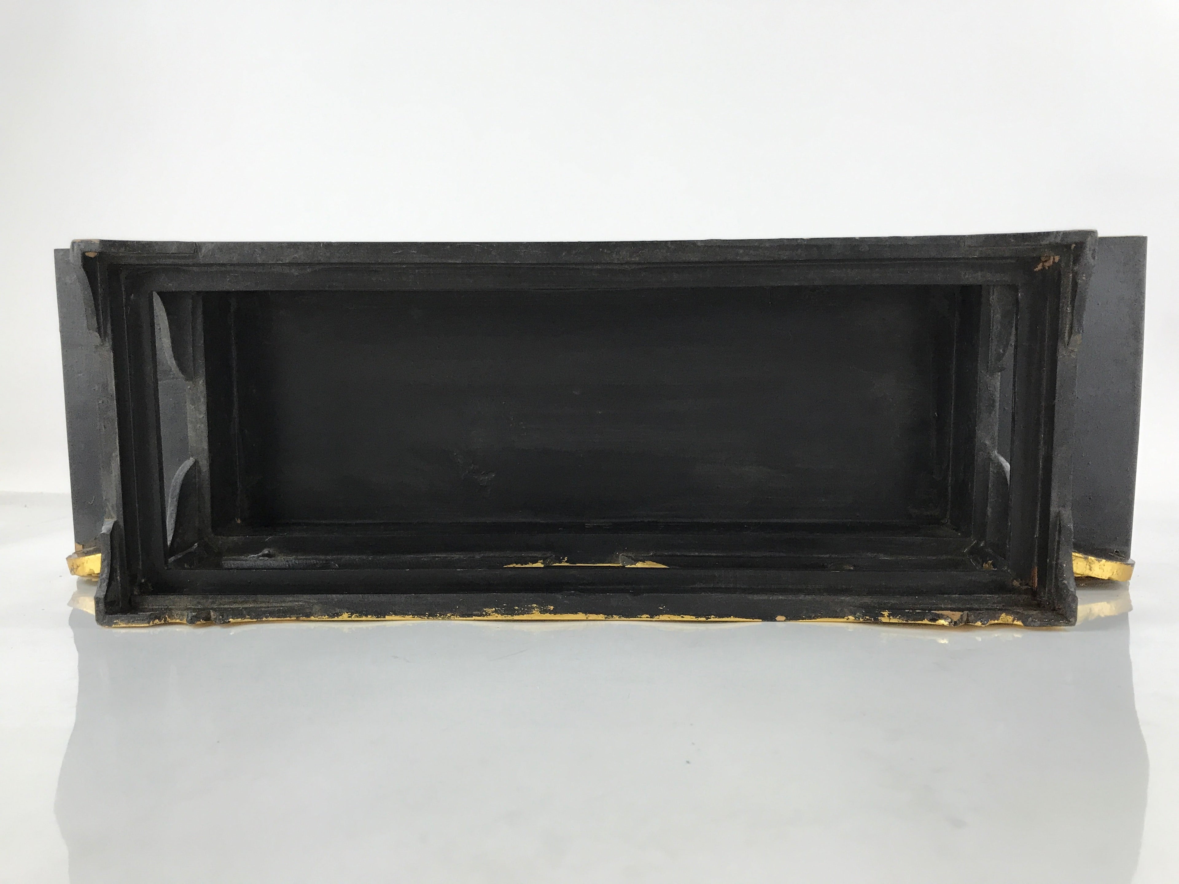Japanese Buddhist Altar Wood Lacquer Offering Table Vtg Maejoku Black Gold BA300