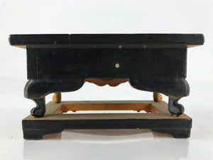 Japanese Buddhist Altar Wood Lacquer Offering Table Vtg Maejoku Black Gold BA304