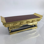 Japanese Buddhist Altar Wood Lacquer Offering Table Vtg Maejoku Black Gold BA350