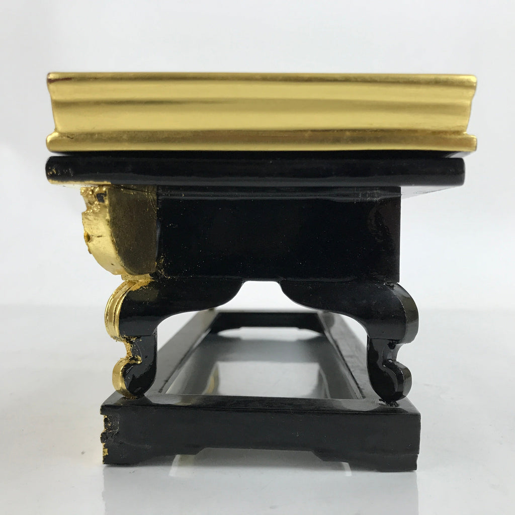 Japanese Buddhist Altar Wood Lacquer Offering Table Vtg Maejoku Black Gold BA350