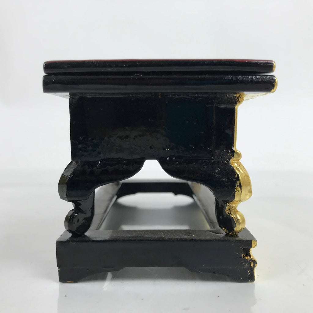Japanese Buddhist Altar Wood Lacquer Offering Table Vtg Maejoku Black Gold BA351