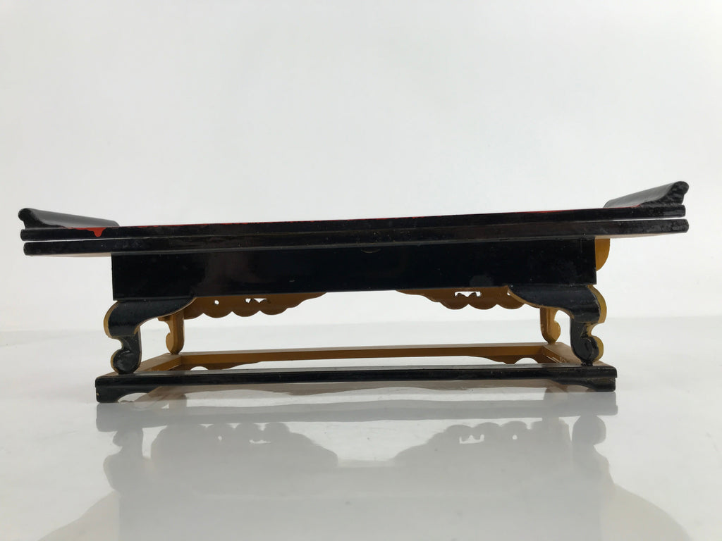 Japanese Buddhist Altar Wood Lacquer Offering Table Vtg Maejoku Red Gold BA405
