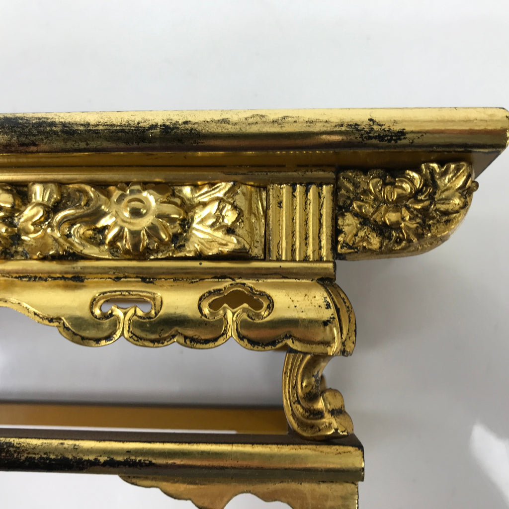 Japanese Buddhist Altar Wood Lacquer Offering Table Vtg Maejoku Red Gold BA471