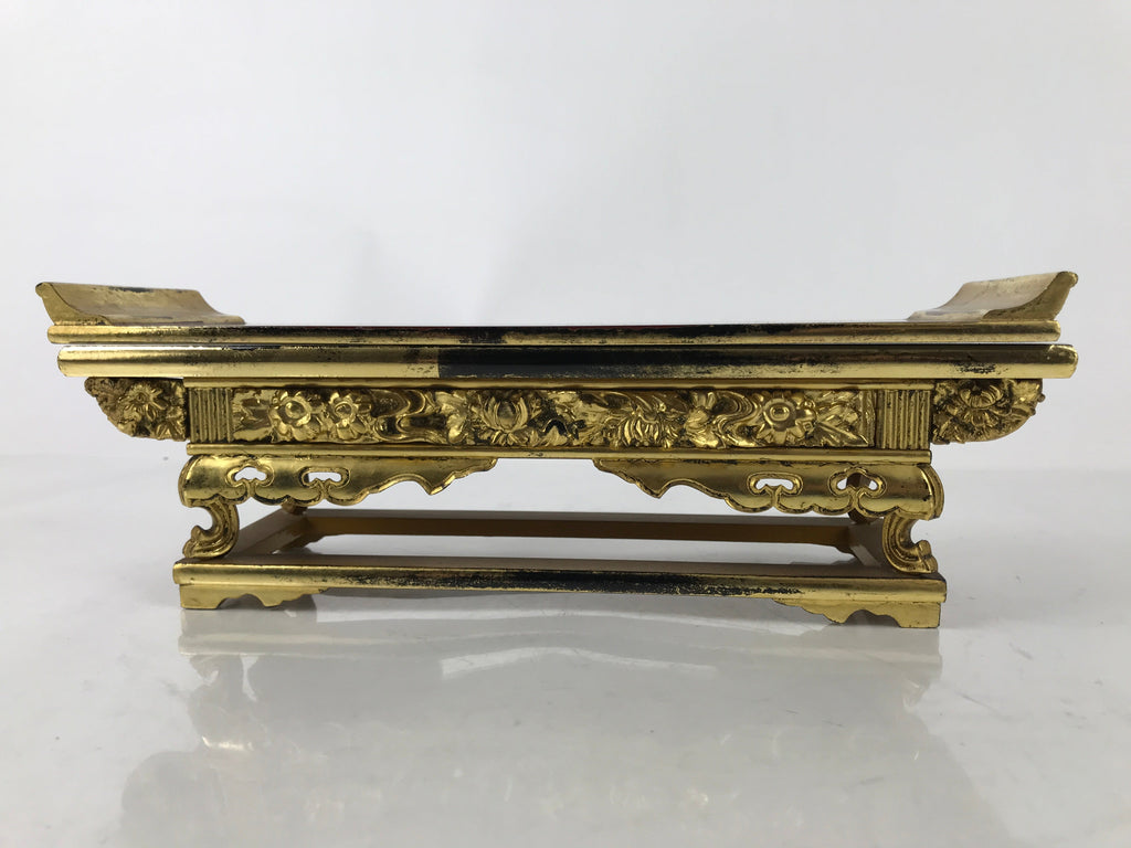 Japanese Buddhist Altar Wood Lacquer Offering Table Vtg Maejoku Red Gold BA471