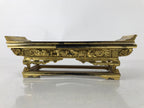 Japanese Buddhist Altar Wood Lacquer Offering Table Vtg Maejoku Red Gold BA471