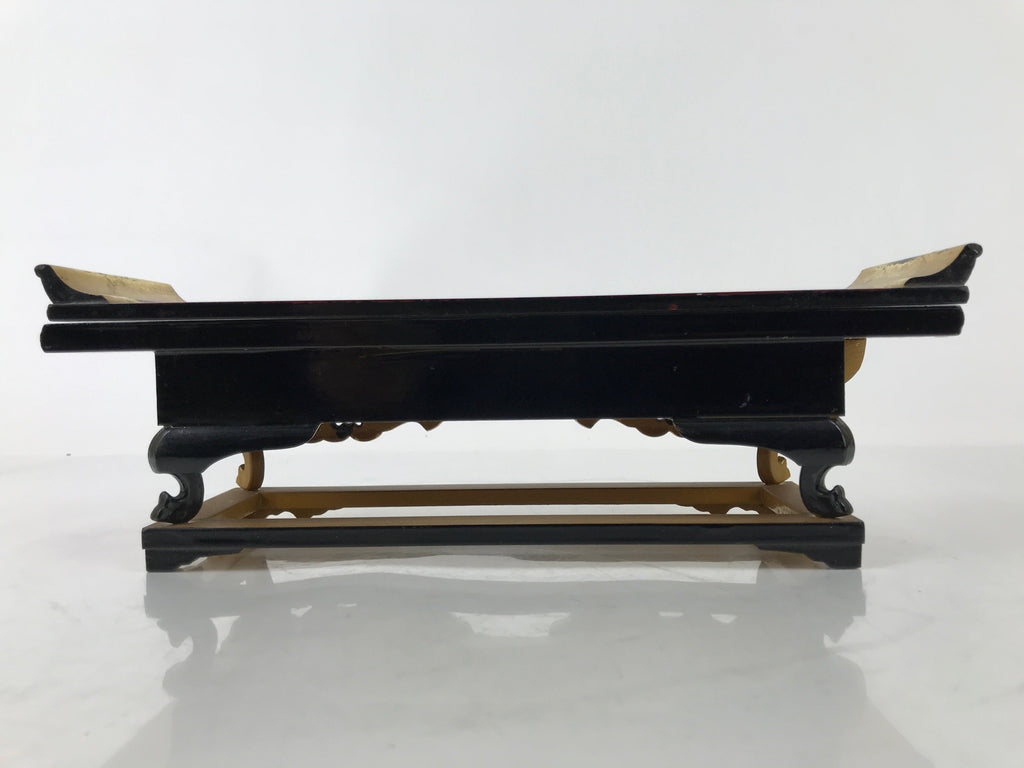 Japanese Buddhist Altar Wood Lacquer Offering Table Vtg Maejoku Red Gold BA471