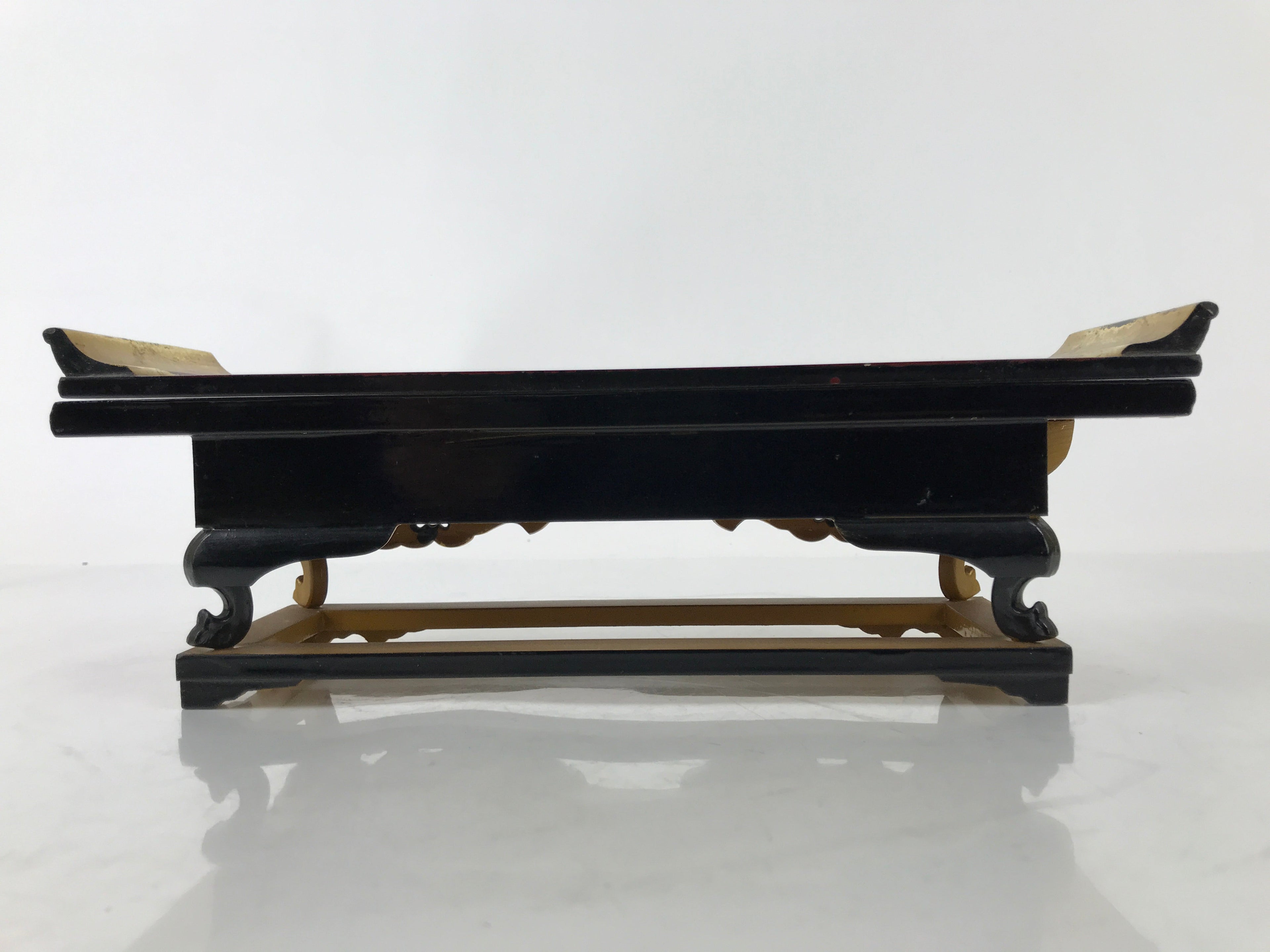 Japanese Buddhist Altar Wood Lacquer Offering Table Vtg Maejoku Red Gold BA471