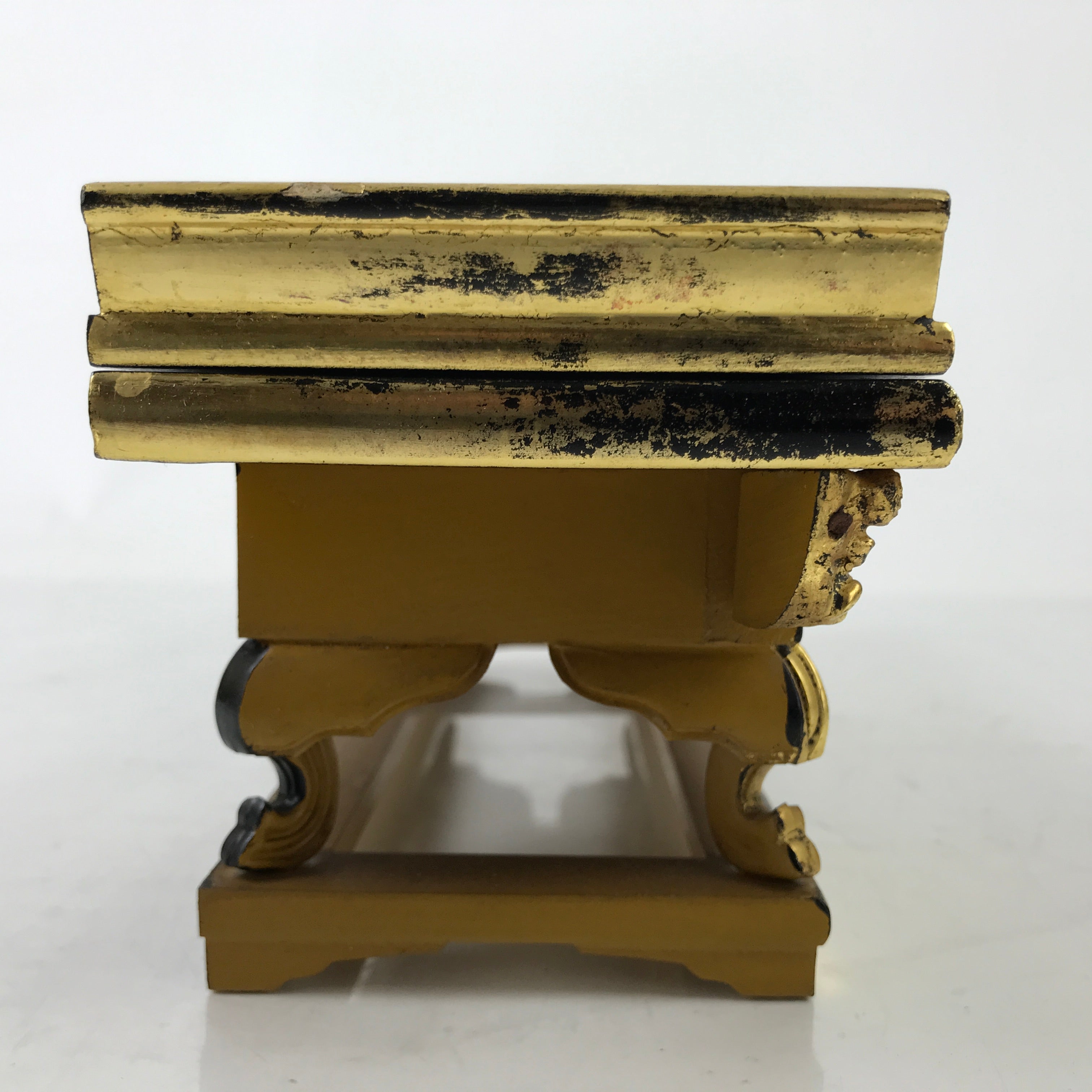 Japanese Buddhist Altar Wood Lacquer Offering Table Vtg Maejoku Red Gold BA471