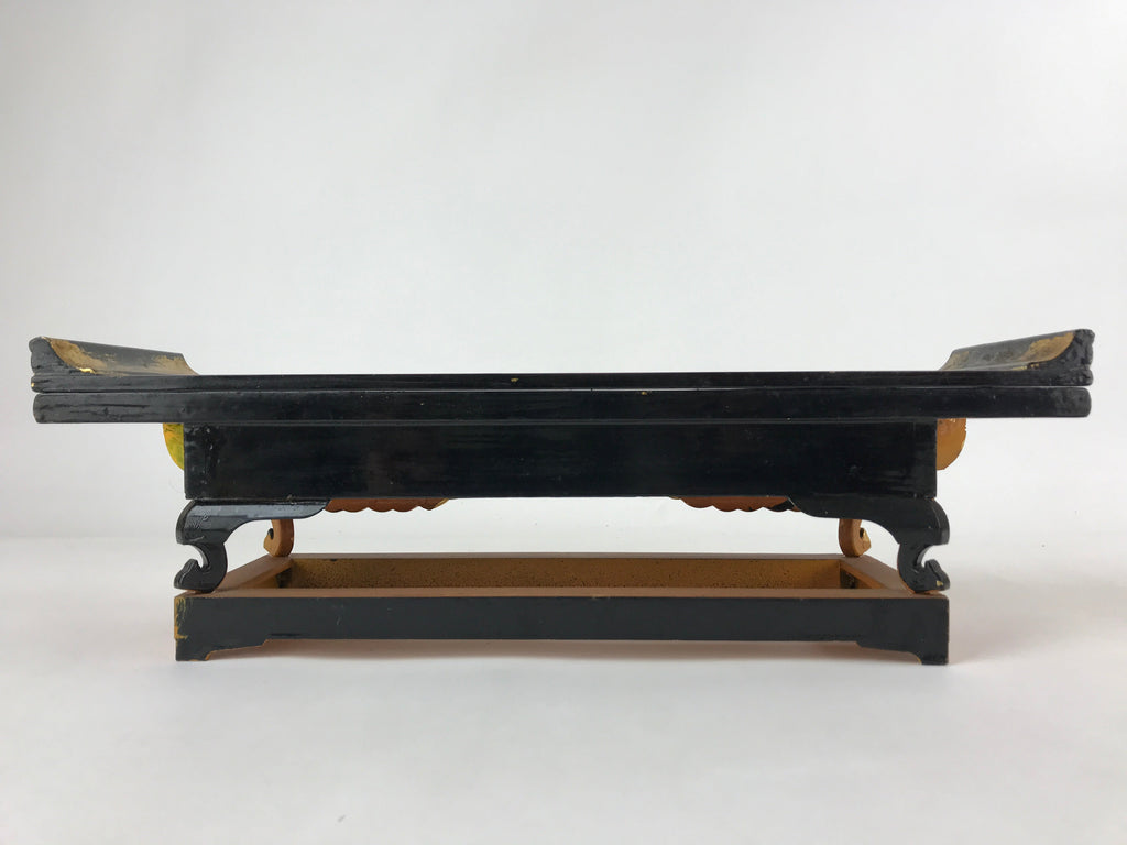Japanese Buddhist Altar Wood Lacquer Offering Table Vtg Maejyoku Red Gold BA218