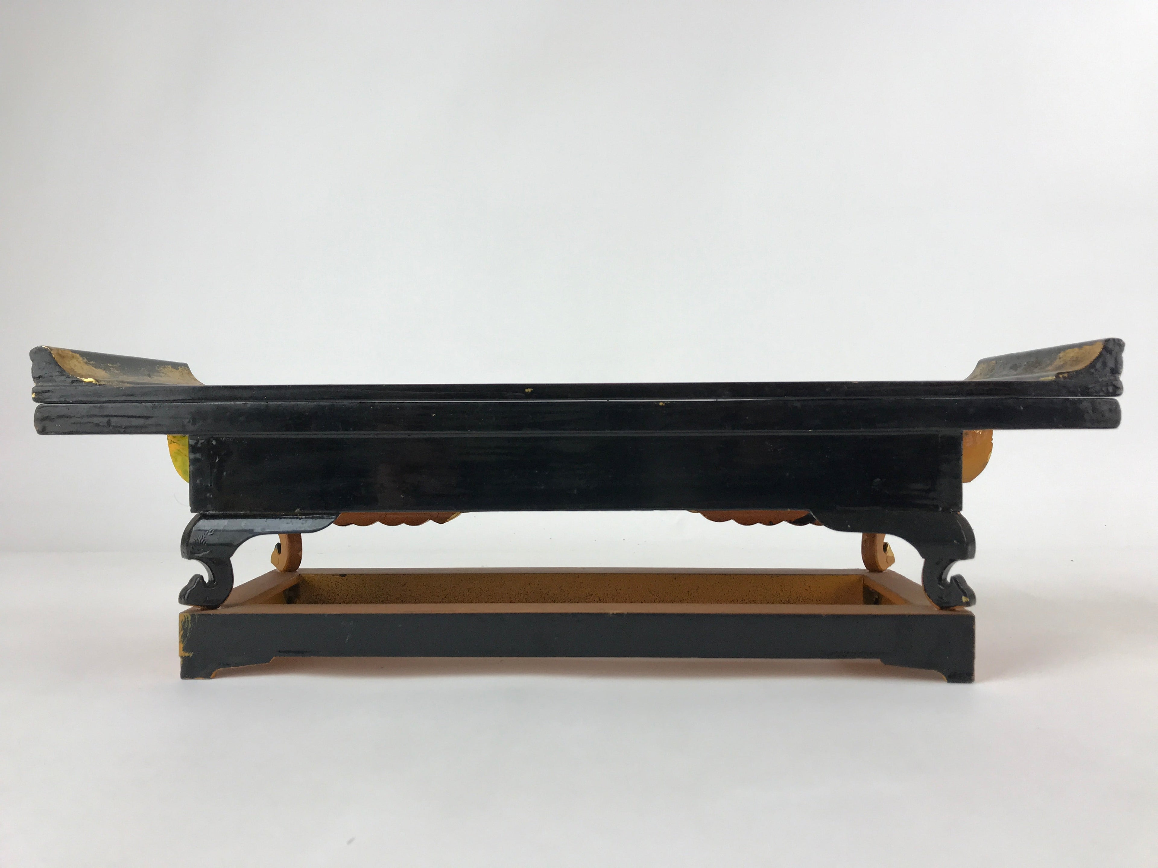 Japanese Buddhist Altar Wood Lacquer Offering Table Vtg Maejyoku Red Gold BA218
