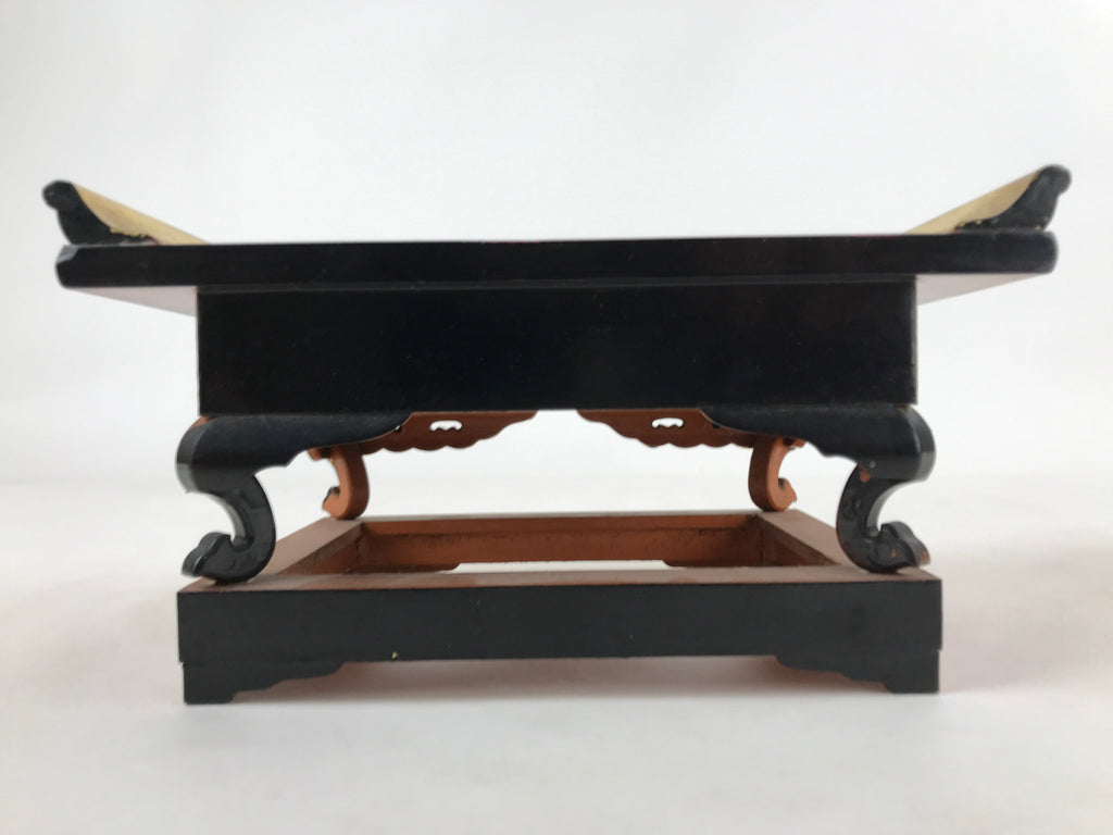 Japanese Buddhist Altar Wood Lacquer Offering Table Vtg Maejyoku Red Gold BA248