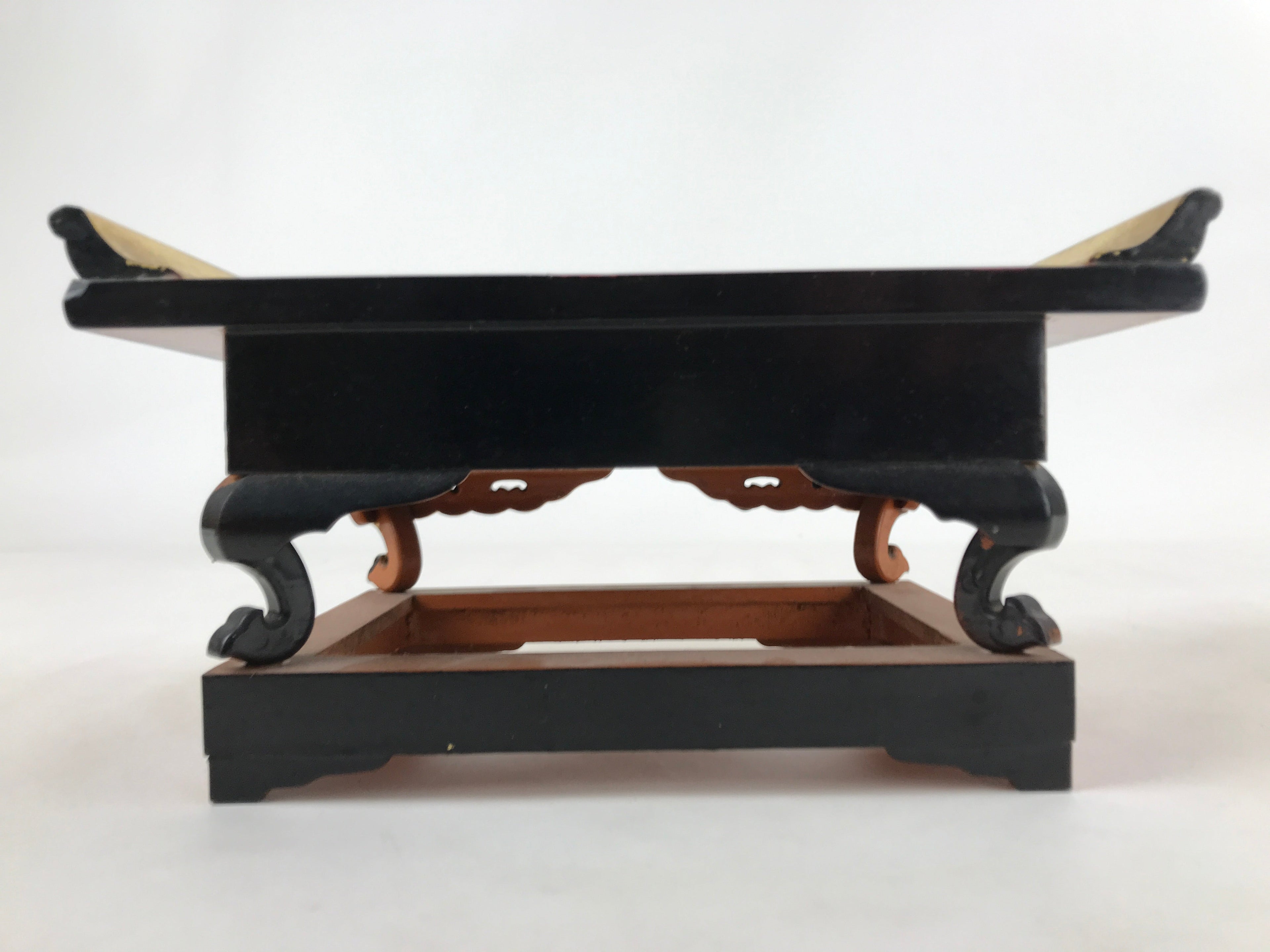 Japanese Buddhist Altar Wood Lacquer Offering Table Vtg Maejyoku Red Gold BA248