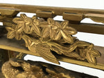 Japanese Buddhist Altar Wood Lacquer Part Carved Bird Peony Gold Brass BP32
