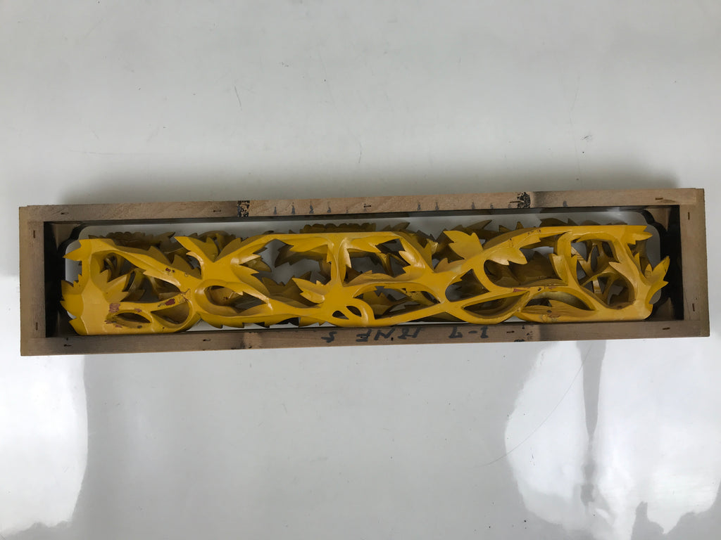 Japanese Buddhist Altar Wood Lacquer Part Carved Peony Botan Gold Brass BA722