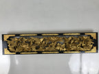 Japanese Buddhist Altar Wood Lacquer Part Carved Peony Botan Gold Brass BA722