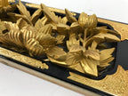 Japanese Buddhist Altar Wood Lacquer Part Carved Peony Botan Gold Brass BA722