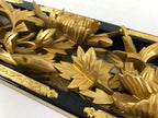 Japanese Buddhist Altar Wood Lacquer Part Carved Peony Botan Gold Brass BA722